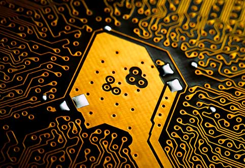 image of a circuit board with gold 